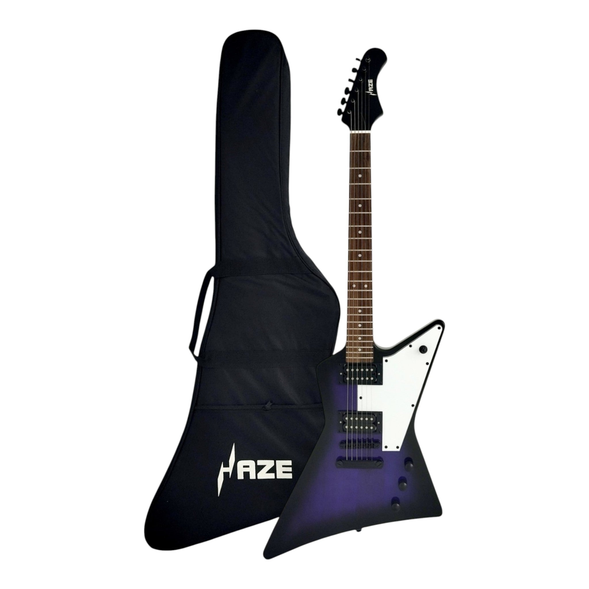 Haze FB1946 Explorer-Style HH Electric Guitar, Purpleburst Gloss