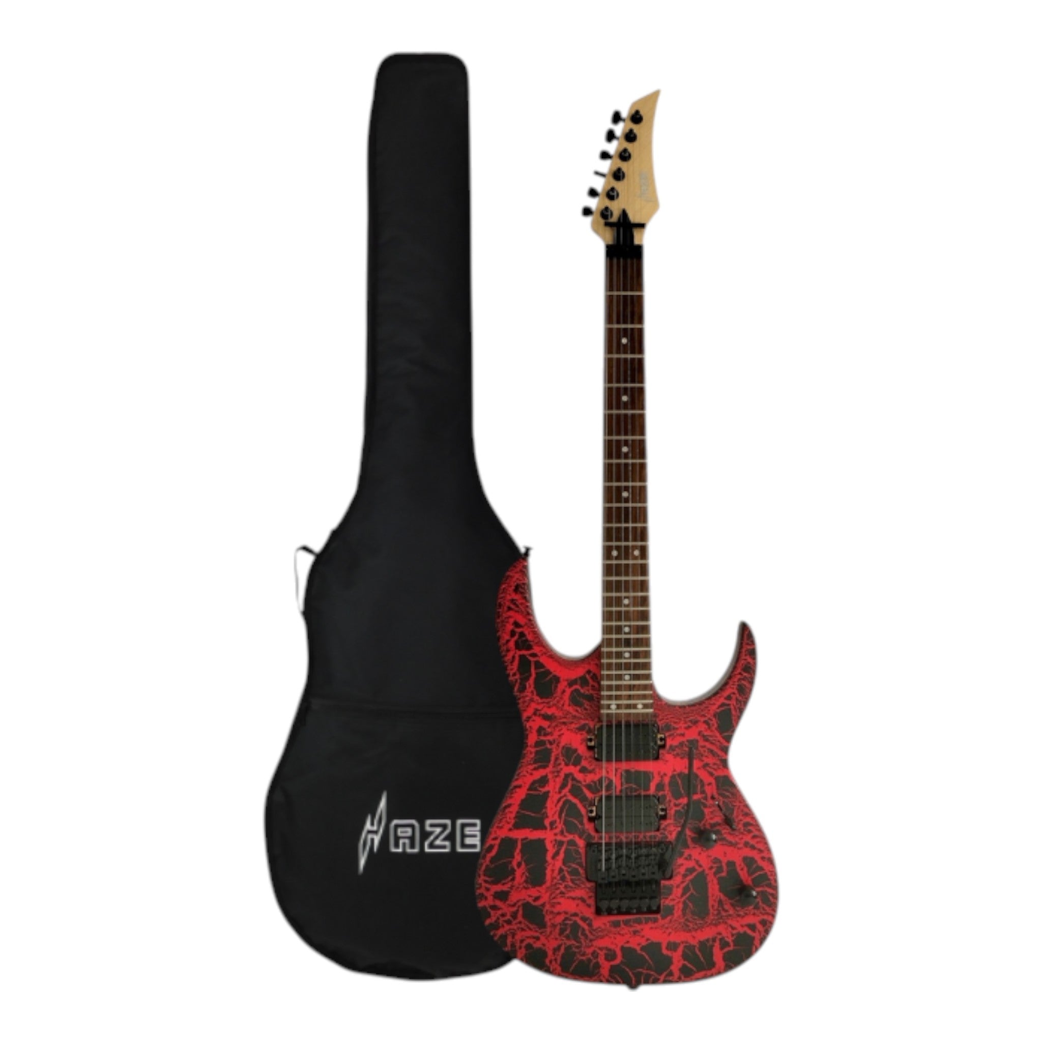 Haze HCJS19 Cracked Molten Lava HH Electric Guitar, Floyd Rose