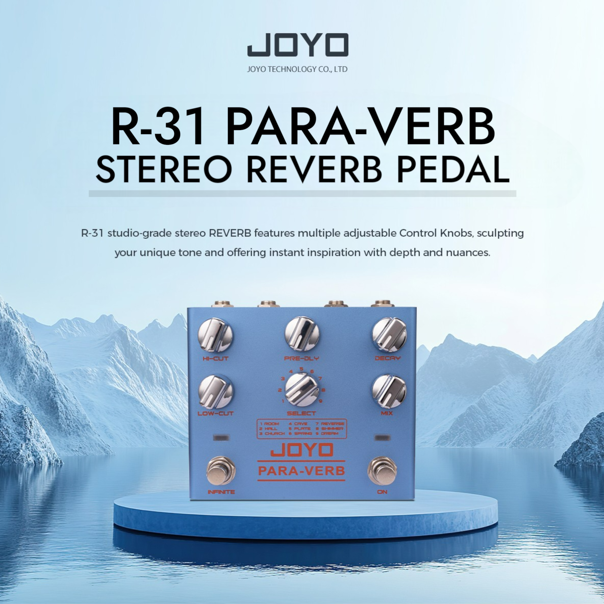 Joyo R31 PARA-VERB Multifunctional Stereo Reverb Guitar Effects Pedal w/ Ambient Lighting
