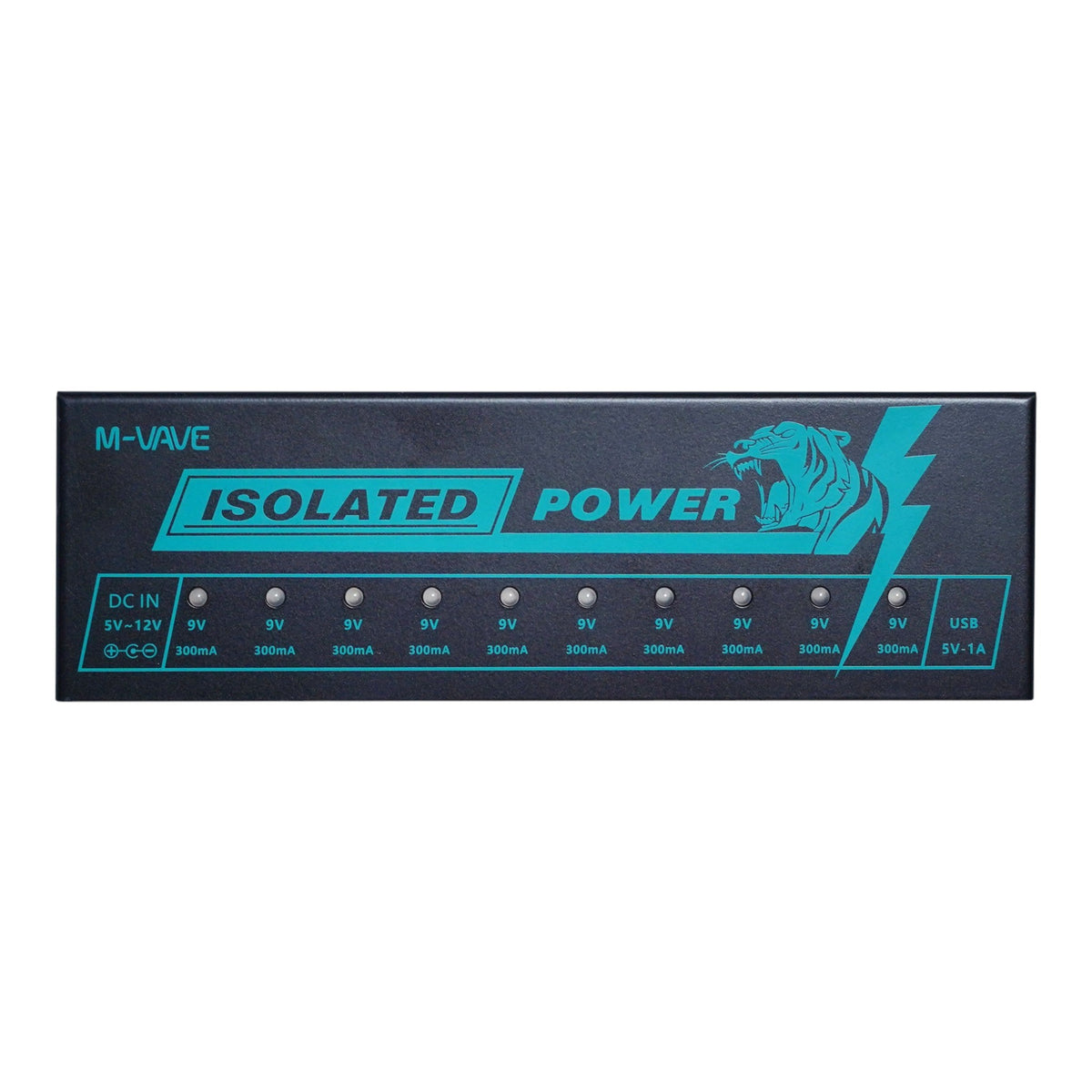 M-VAVE ISOLATEDPOWER 10-Output 9V 300mA Isolated Pedalboard Power Supply w/ Additional 5V USB Output & Over-Currant Protection