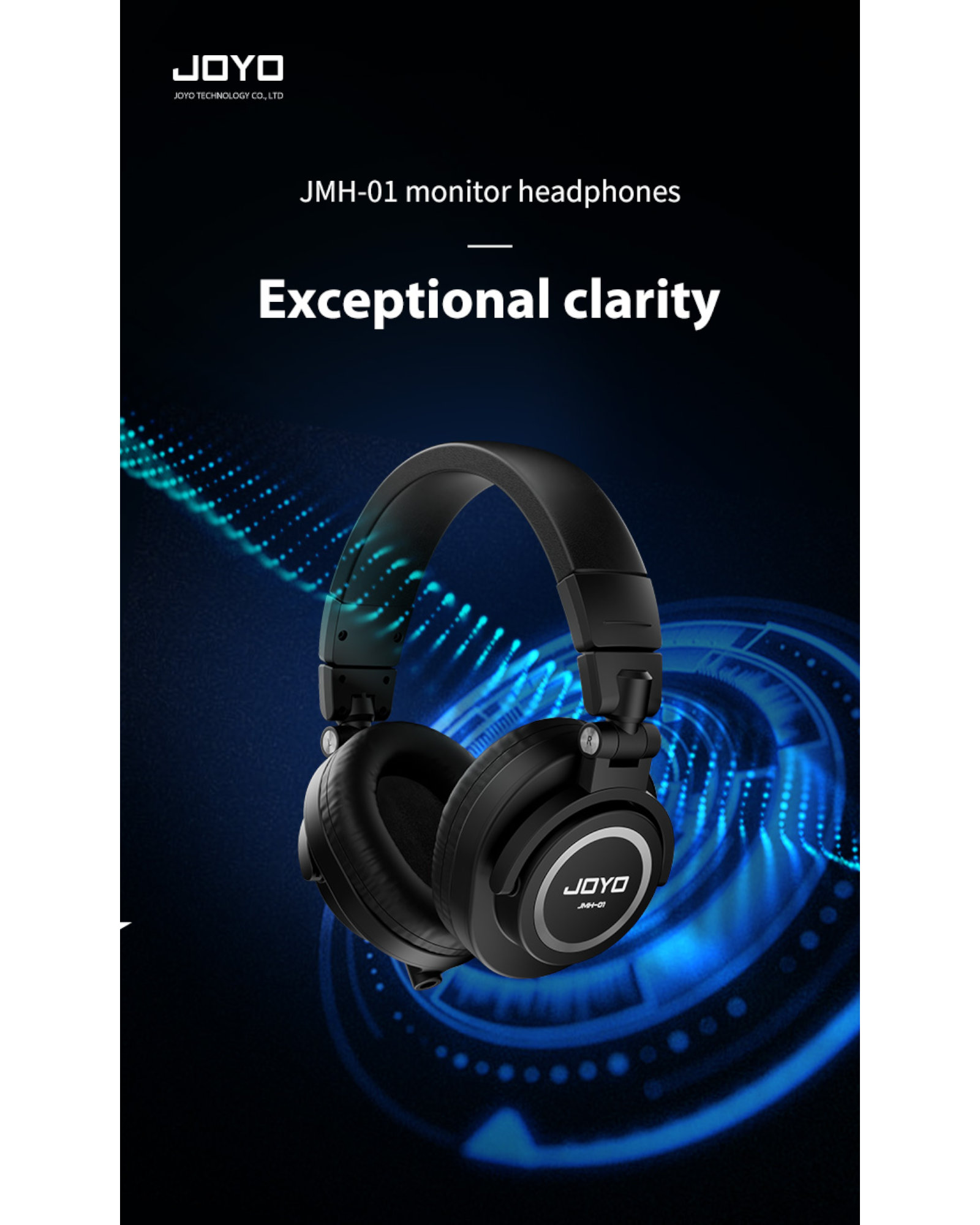 Joyo Professional Monitor Headphones w/ Built-In Retractable Cable & Swivelling Design - JMH01