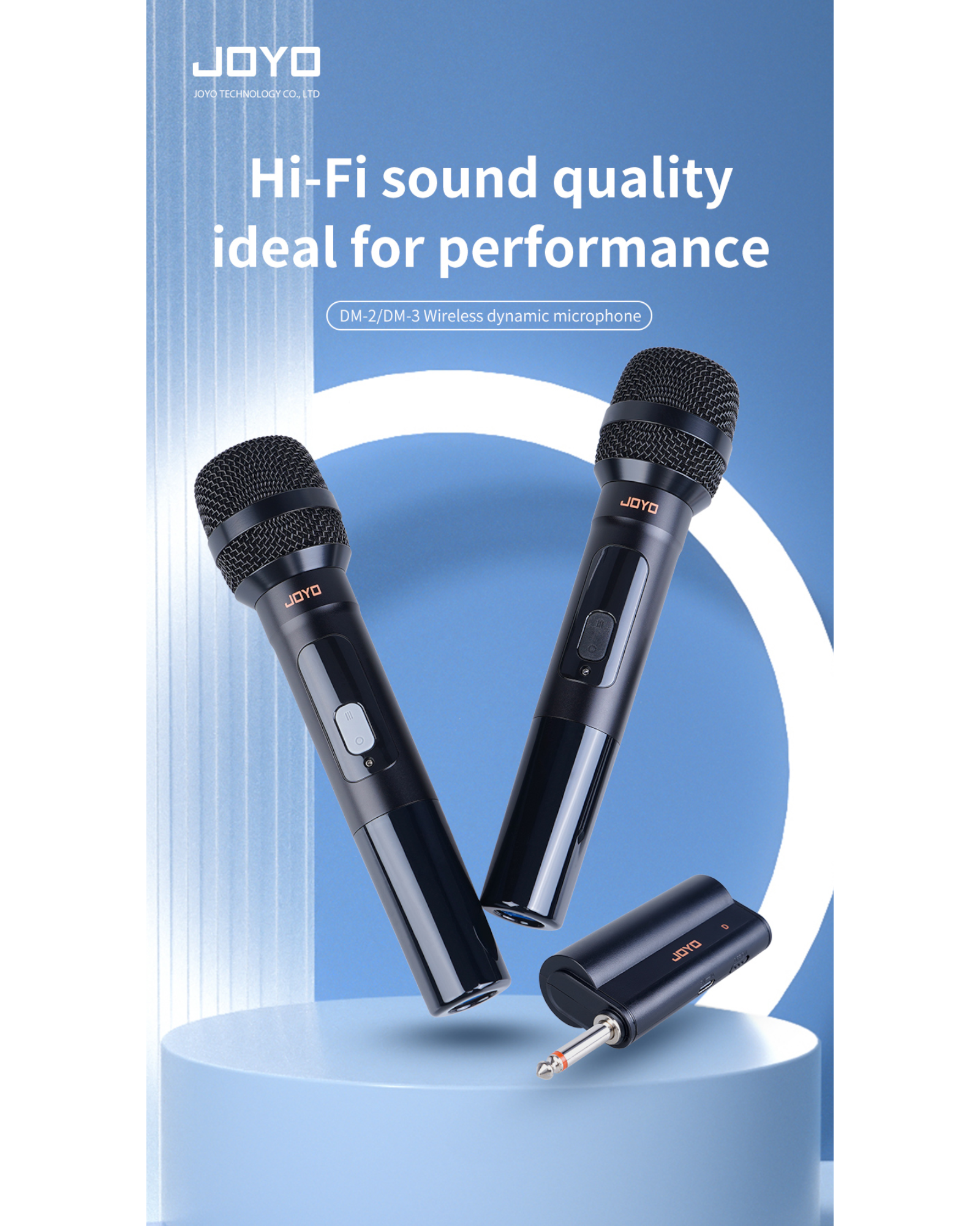 Joyo Dual Wireless Microphones and Receiver w/ Built-in UHF Module & Hard Carry Case - DM3