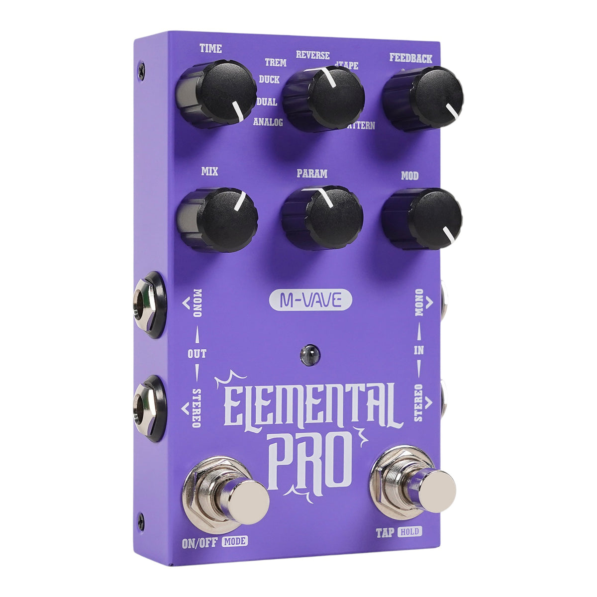 M-VAVE ELEMENTALPRO Stereo Digital Delay Effects Pedal w/ HOLD Sustain & Tap Tempo
