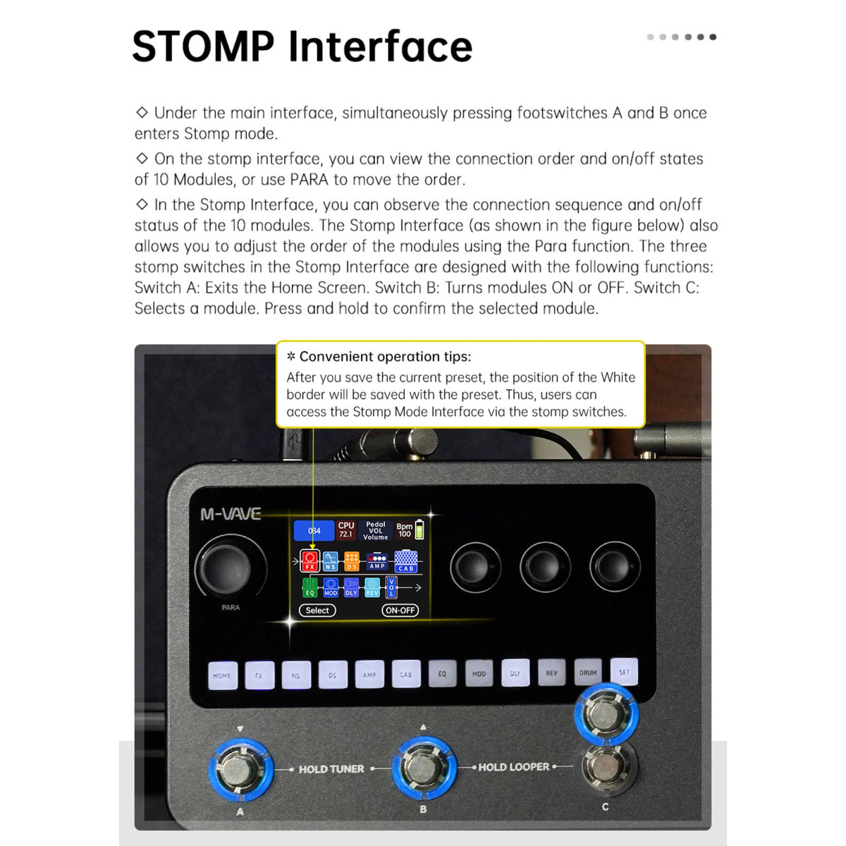 M-VAVE MK20 Portable Rechargable 3-Switch Guitar & Bass Multi-Effects Floor Processor w/ Built-In Expression Pedal