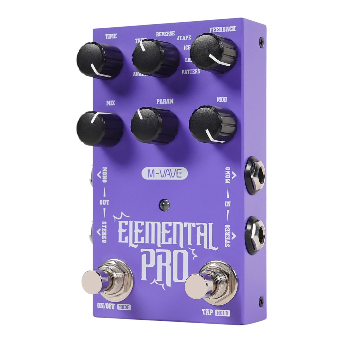 M-VAVE ELEMENTALPRO Stereo Digital Delay Effects Pedal w/ HOLD Sustain & Tap Tempo