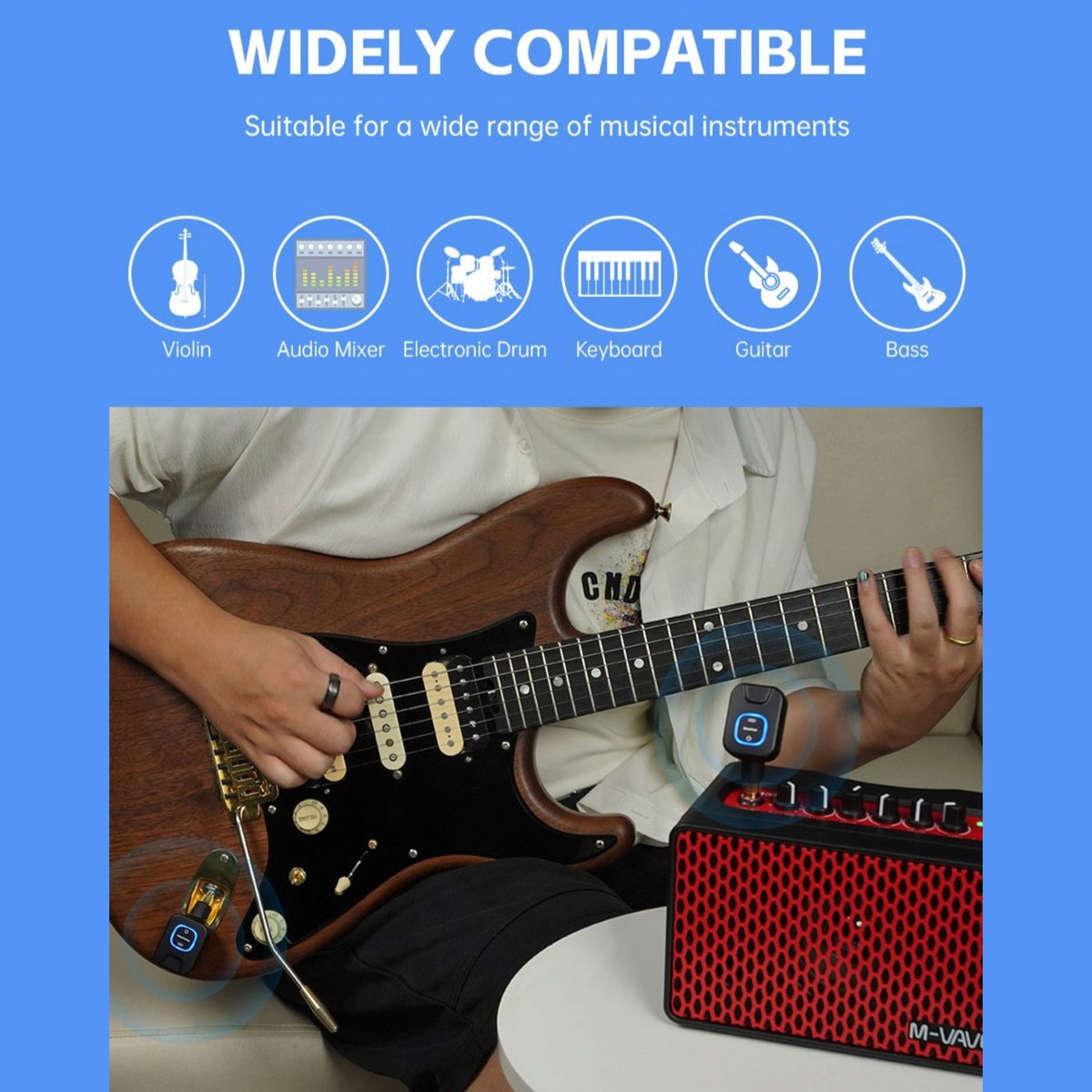 M-VAVE SWS11 Wireless 5.8GHz Audio Transmitter & Reciever System w/ 24-bit Lossless Audio, 3ms Latency & Charging Case