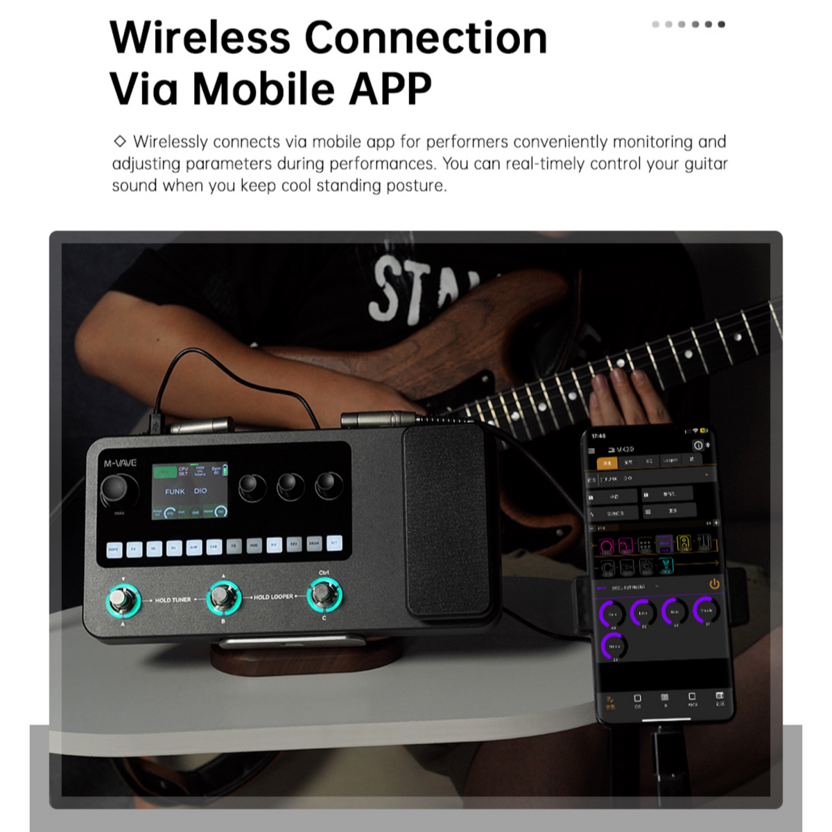 M-VAVE MK20 Portable Rechargable 3-Switch Guitar & Bass Multi-Effects Floor Processor w/ Built-In Expression Pedal
