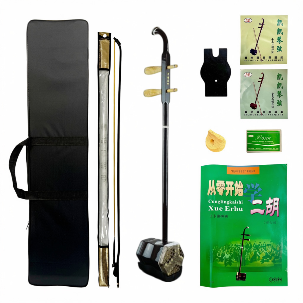 HUAYIN  HY090 Traditional Student Erhu – Dark Brown Beginner Level / Student Model – Great for Beginners