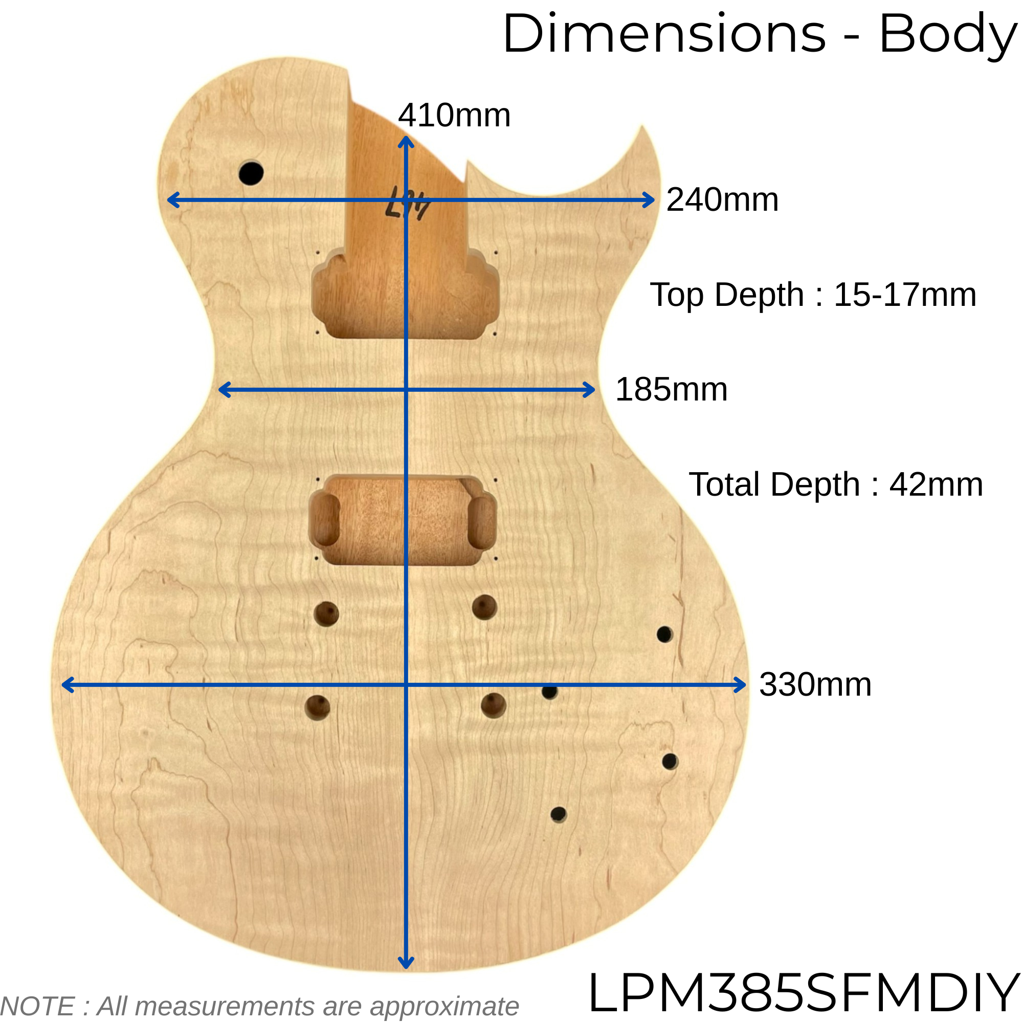 LPM385SFMDIY Solid Flame Maple Top Mahogany HLP H-H Electric Guitar DIY Kit - Complete No-Soldering w/ Ivory Trims & Chrome Hardware