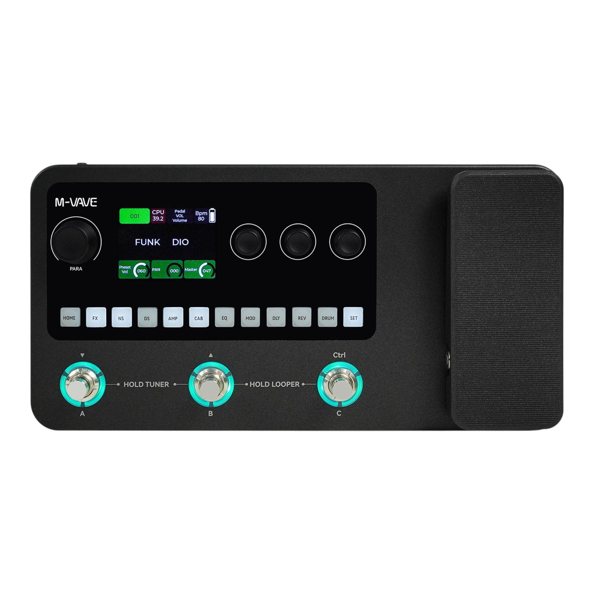 M-VAVE MK20 Portable Rechargable 3-Switch Guitar & Bass Multi-Effects Floor Processor w/ Built-In Expression Pedal