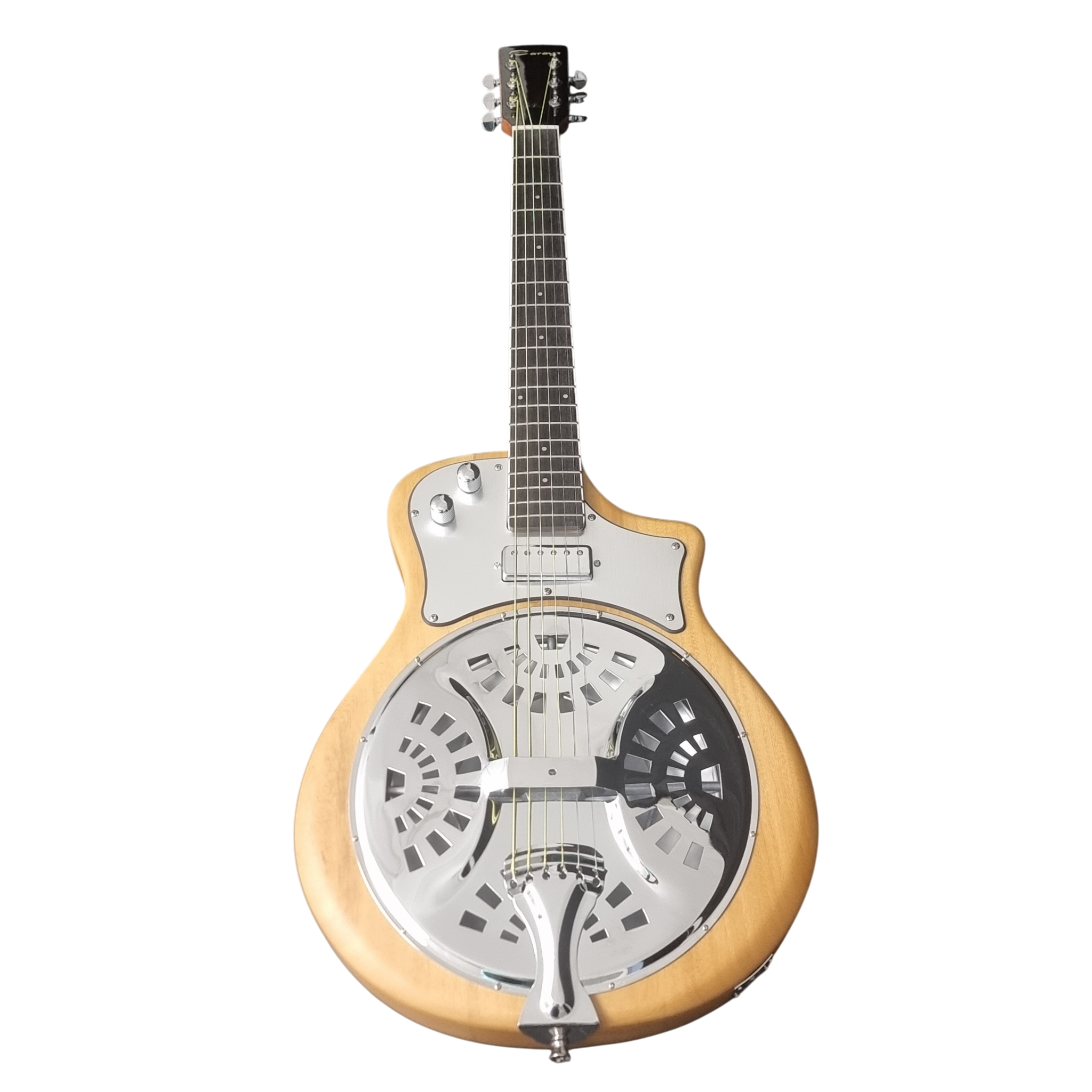 Caraya RE20 Hybrid Resonator Electric-Acoustic Guitar – Paulownia, Satin Natural