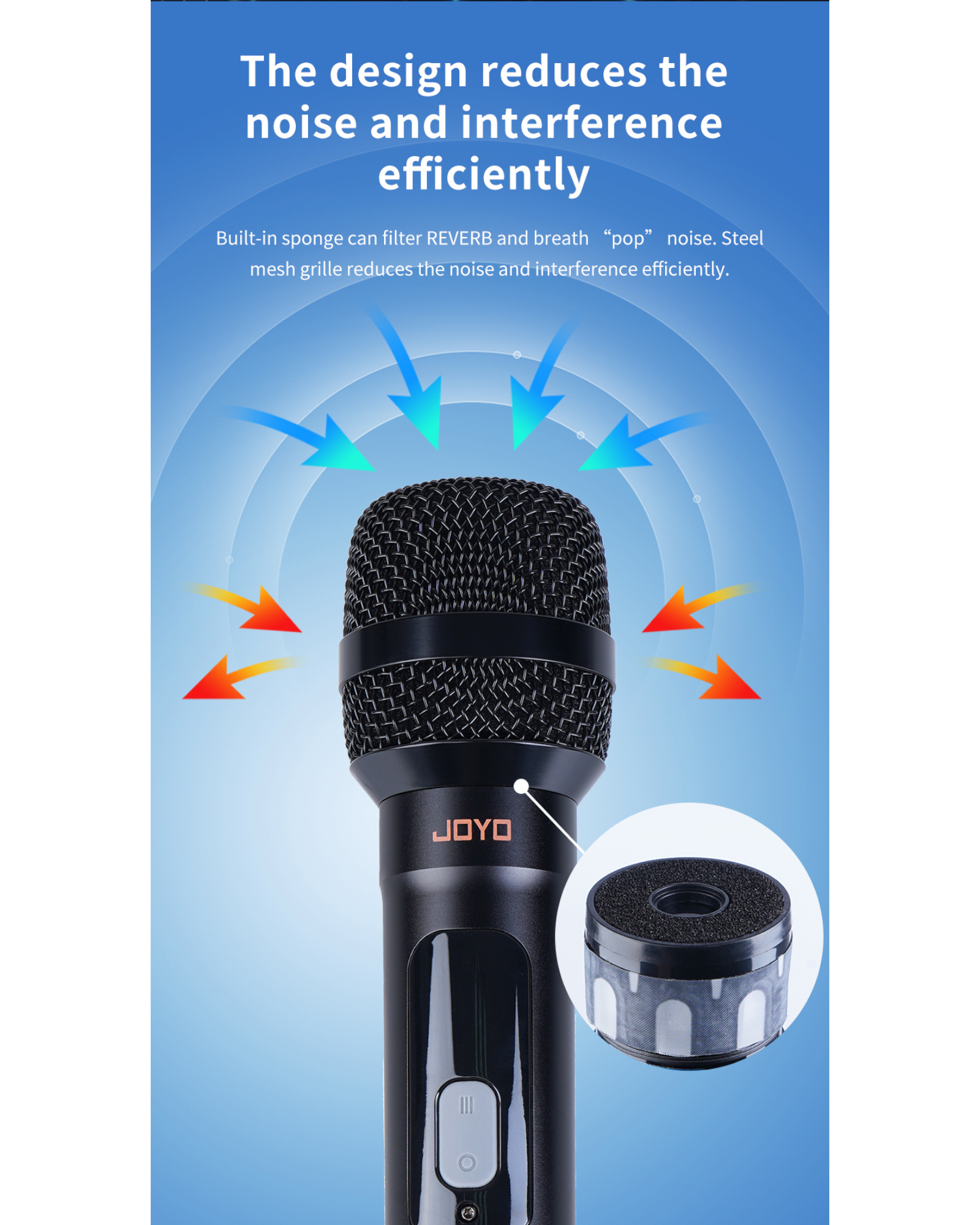 Joyo Dual Wireless Microphones and Receiver w/ Built-in UHF Module & Hard Carry Case - DM3