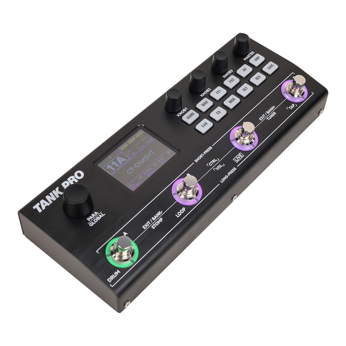 M-VAVE TANKPRO Professional Electric Guitar and Bass Multi-Effects Processor w/ Built-In Drum Machine & Looper