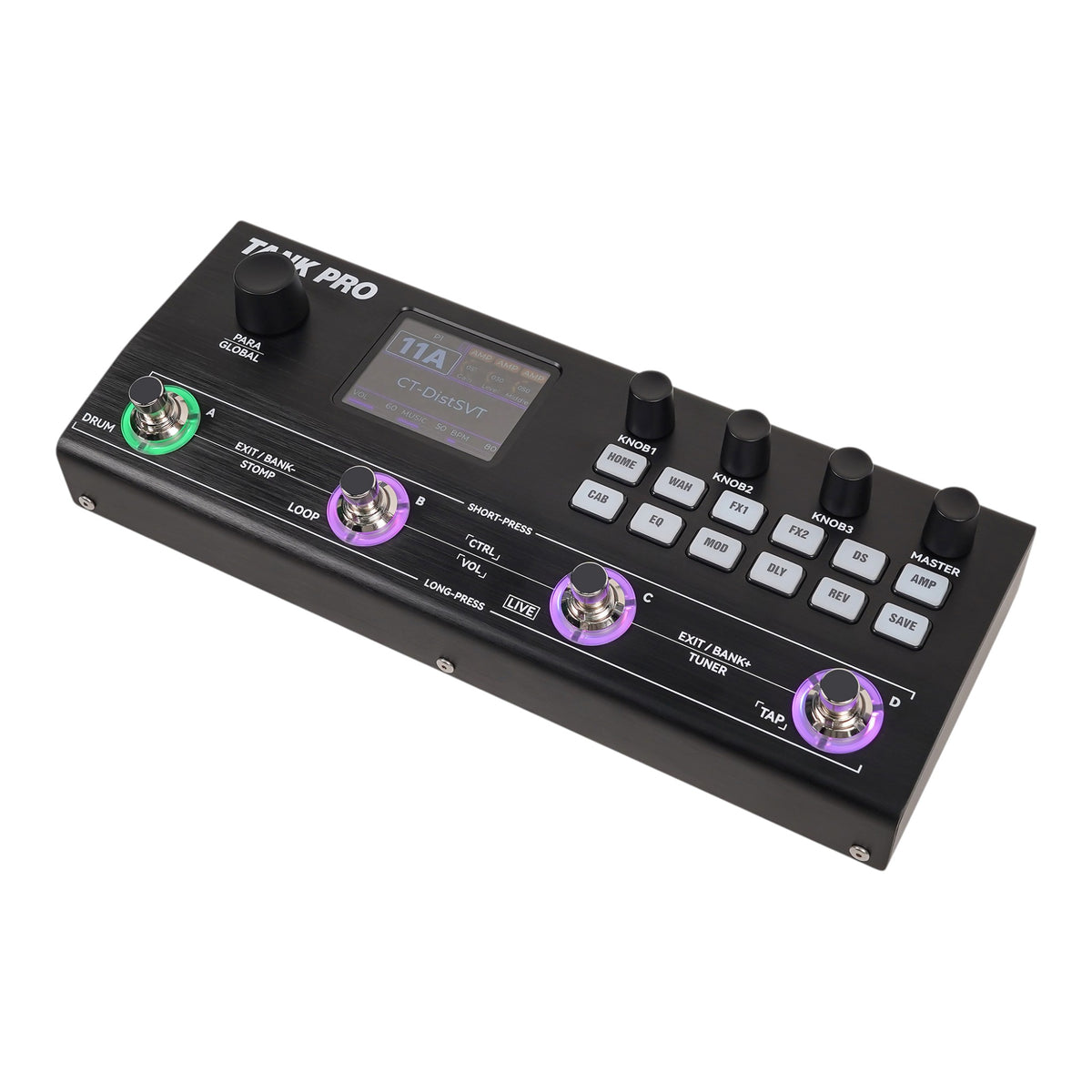M-VAVE TANKPRO Professional Electric Guitar and Bass Multi-Effects Processor w/ Built-In Drum Machine & Looper