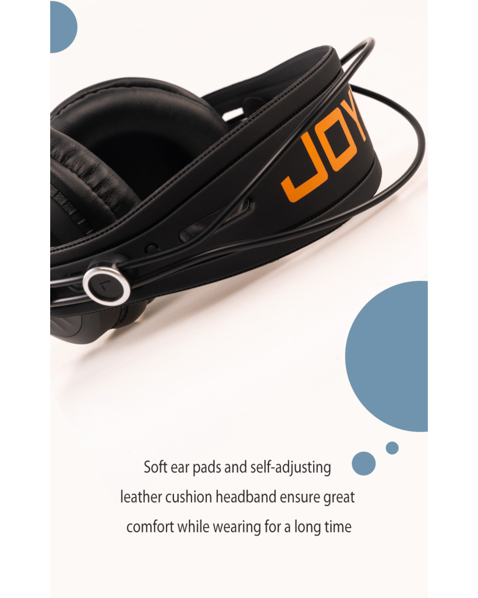 Joyo Comfort Monitor Headphones w/ Built-In Cable & Self-Adjusting Design - JMH02