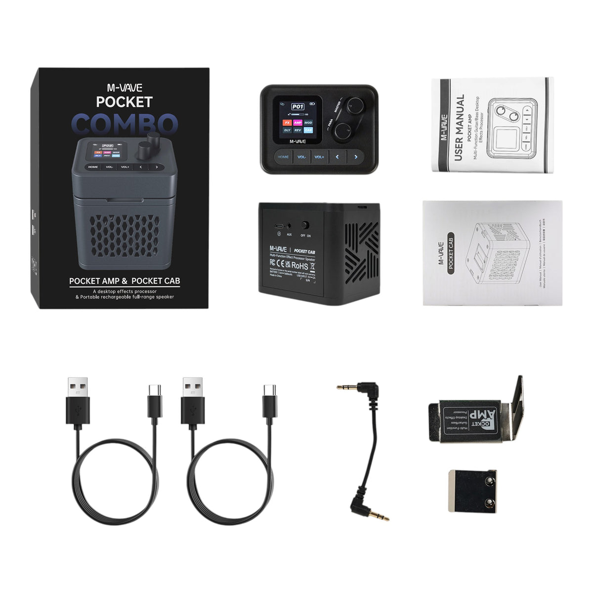 M-VAVE POCKETCOMBO Portable Rechargeable 10W Speaker & Guitar Effects System w/ ANN Tone Modelling & Bluetooth Playback