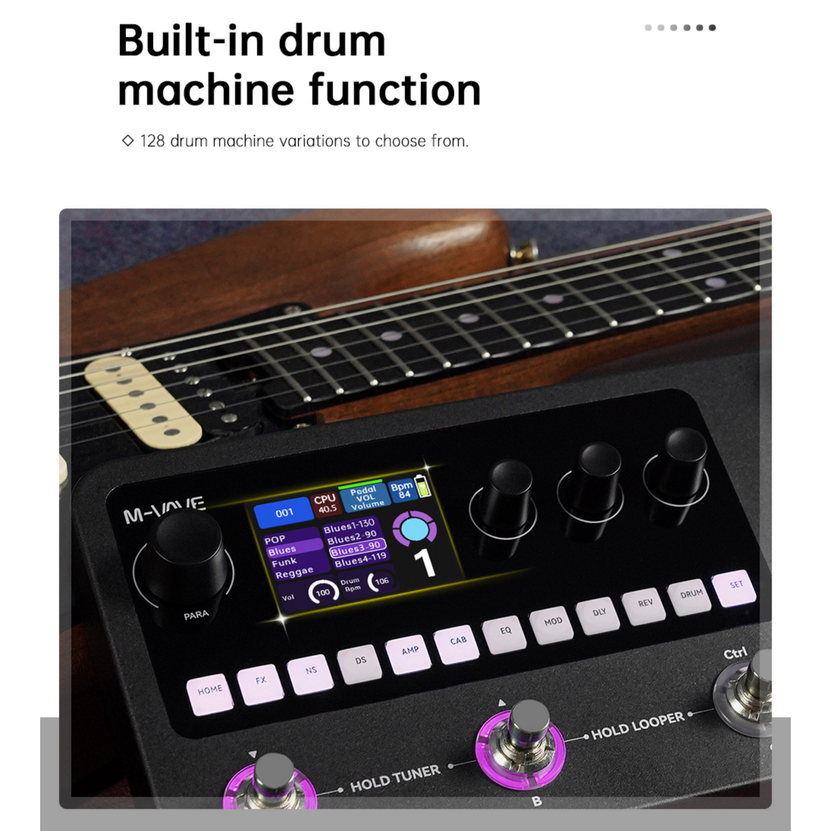 Yuimer MK20Y Portable Rechargeable 3-Switch Guitar & Bass Multi-Effects Floor Processor w/ Built-In Expression Pedal