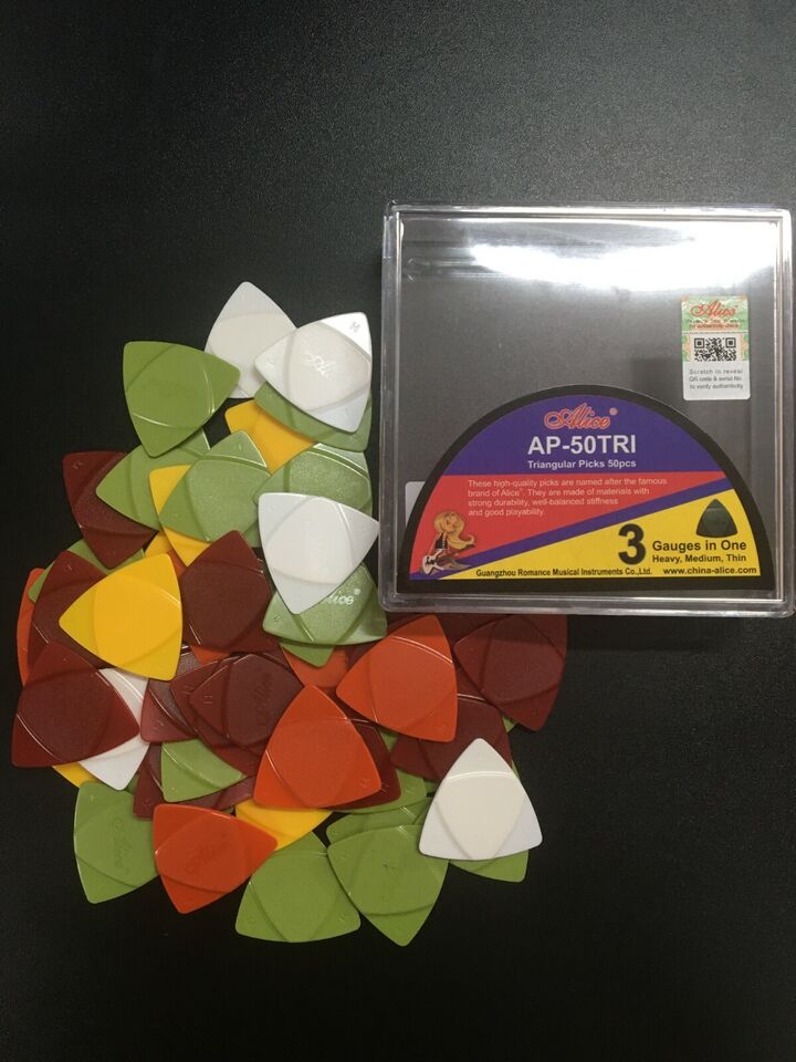 Alice AP-50TRI Mixed Color Picks 4 Guitar/Banjo/Bass/Ukulele-50Pcs,3 gauges in 1