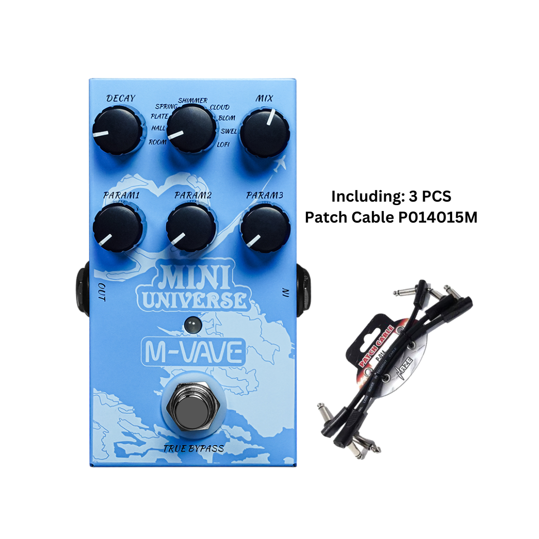 M-VAVE mini universe Electric Guitar Reverb Effects Pedal True Bypass Design Metal Case with Bonus Patch Cables - MINIUNIVERSEP014015M