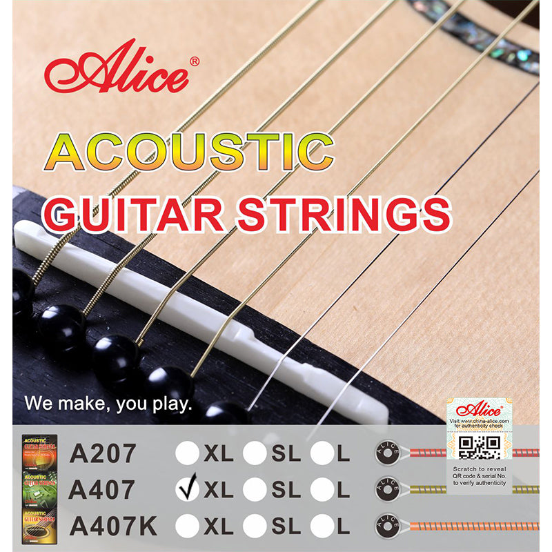 Alice A407XL Stainless Steel Acoustic Guitar Strings with Anti-Rust Coating