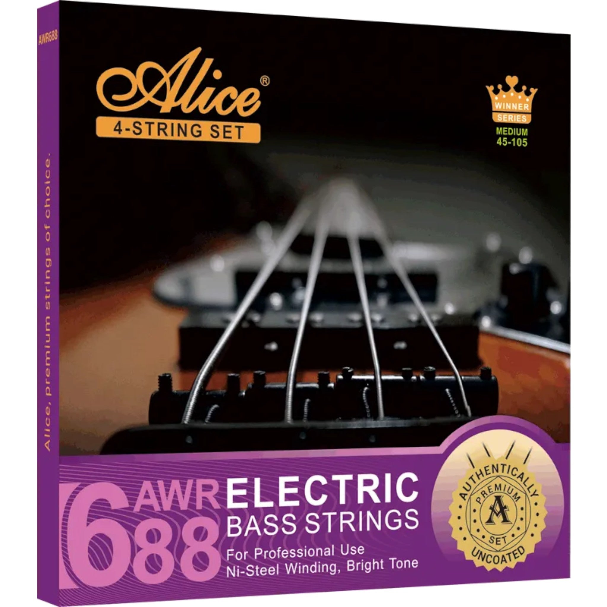 Alice AWR688 45-105 Medium 4-String Nickel Steel Electric Bass Strings