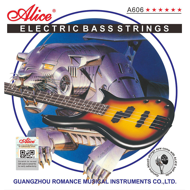 Alice A606M4 Electric Bass Guitar Strings Medium - 4 strings + 3 Picks