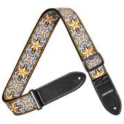 Amumu CO03EYL Hootenanny Embroidery Guitar Strap Yellow Cotton