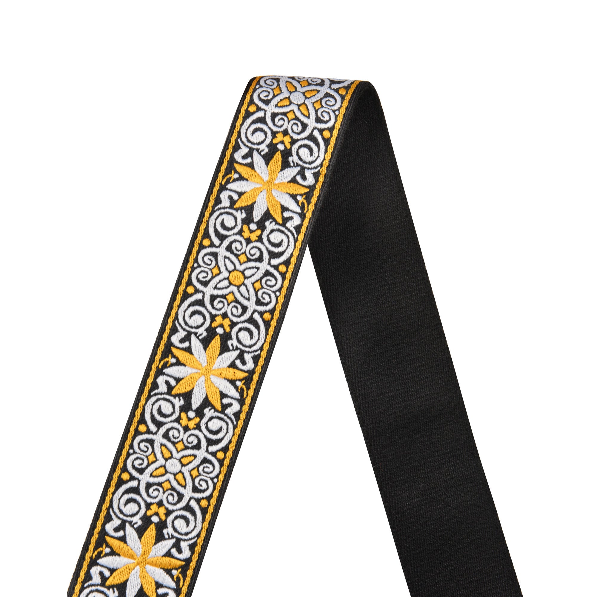 Amumu CO03EYL Hootenanny Embroidery Guitar Strap Yellow Cotton