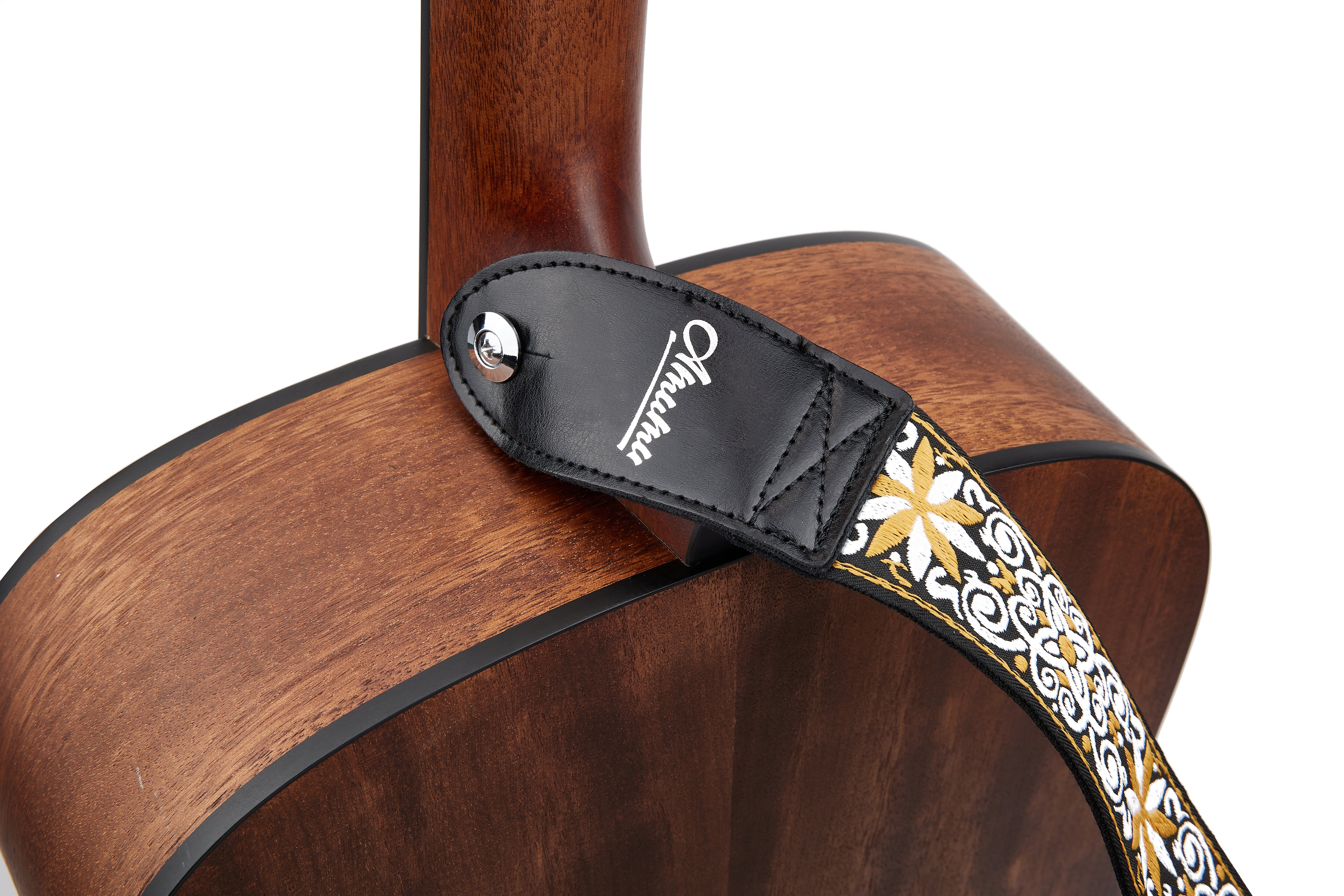 Amumu CO03EYL Hootenanny Embroidery Guitar Strap Yellow Cotton