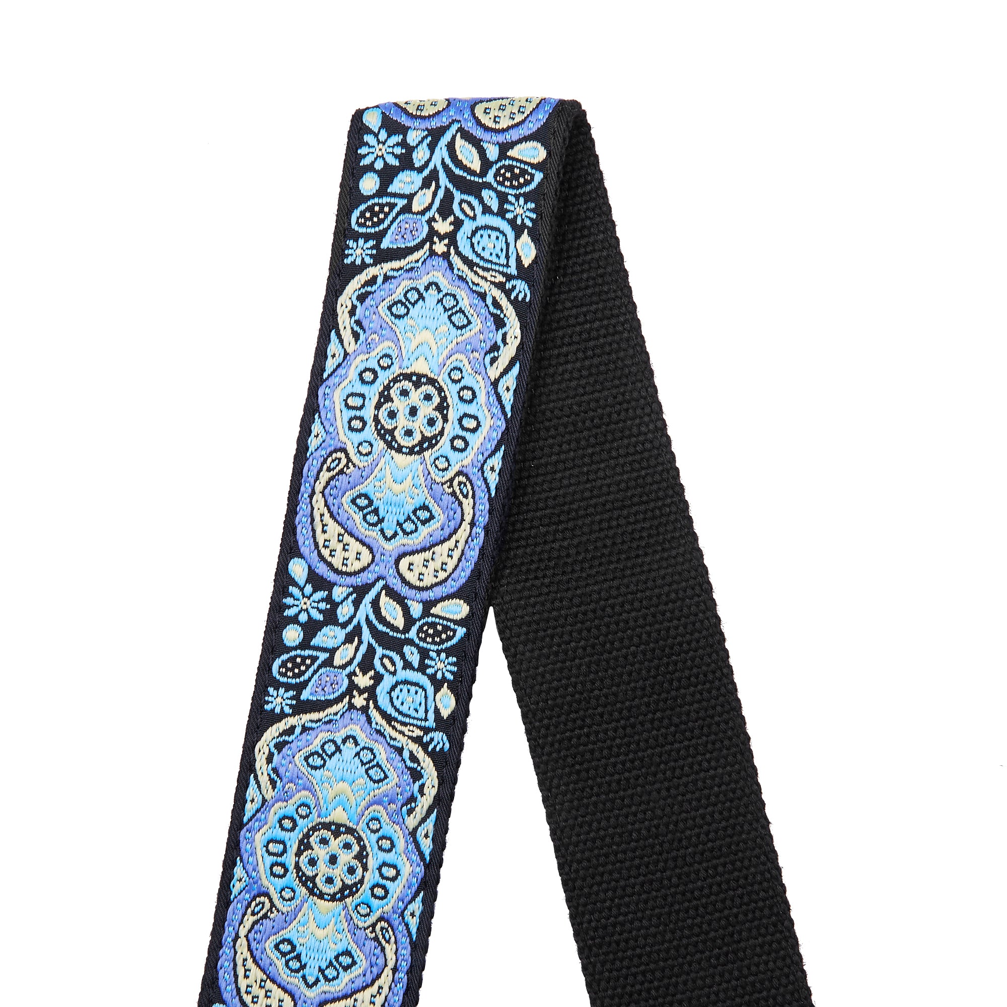 Amumu CO04EBL Hootenanny Embroidery Guitar Strap Blue Cotton