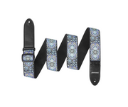 Amumu CO04EBL Hootenanny Embroidery Guitar Strap Blue Cotton