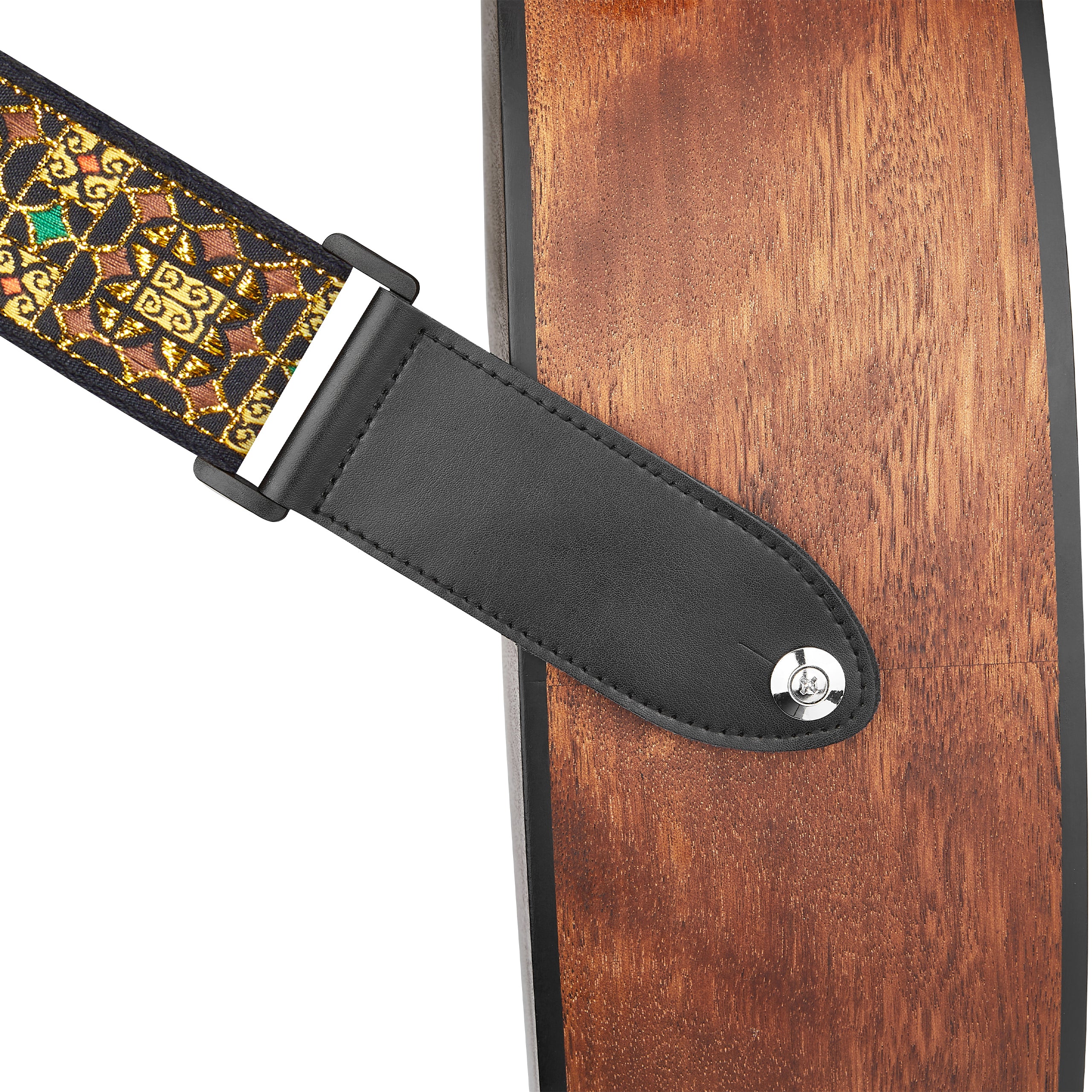 Amumu CO07EGD Shiny Gold Thread Embroidery Cotton Guitar Strap