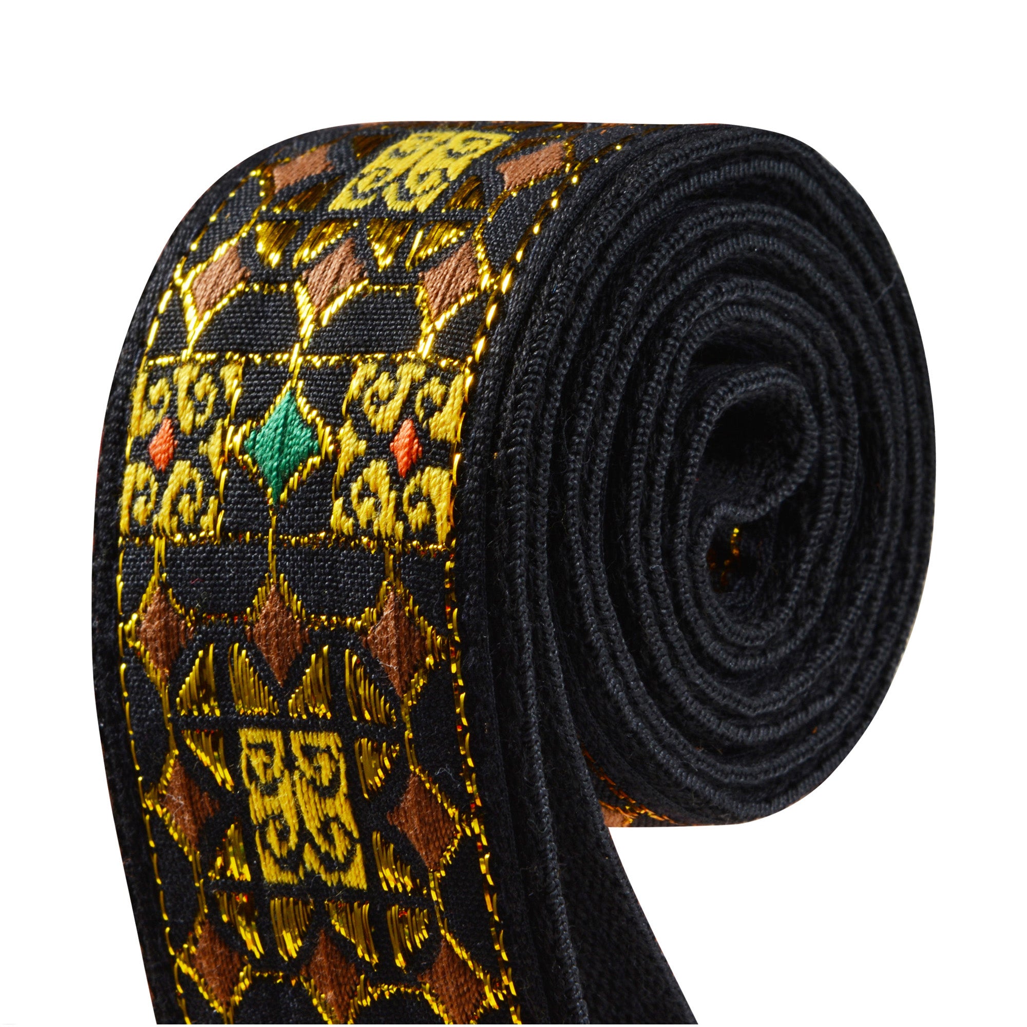 Amumu CO07EGD Shiny Gold Thread Embroidery Cotton Guitar Strap