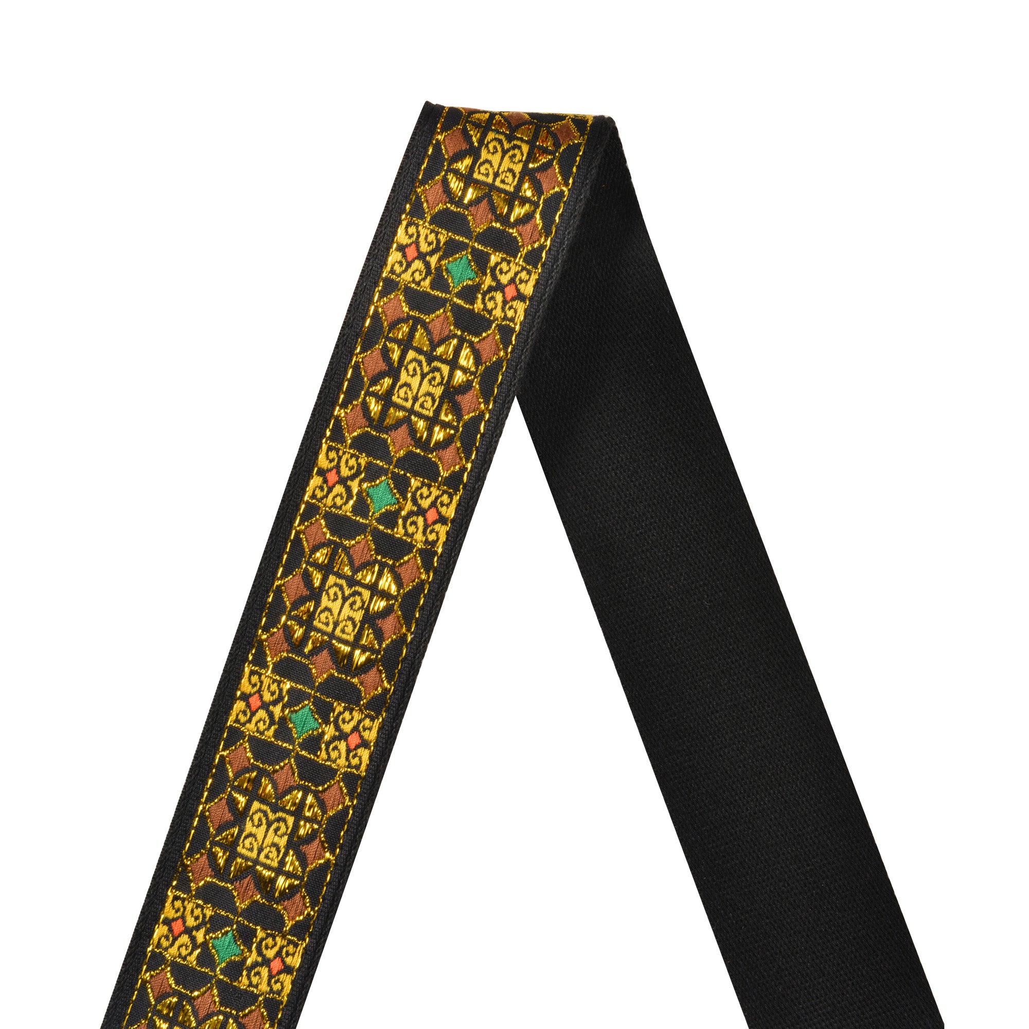 Amumu CO07EGD Shiny Gold Thread Embroidery Cotton Guitar Strap