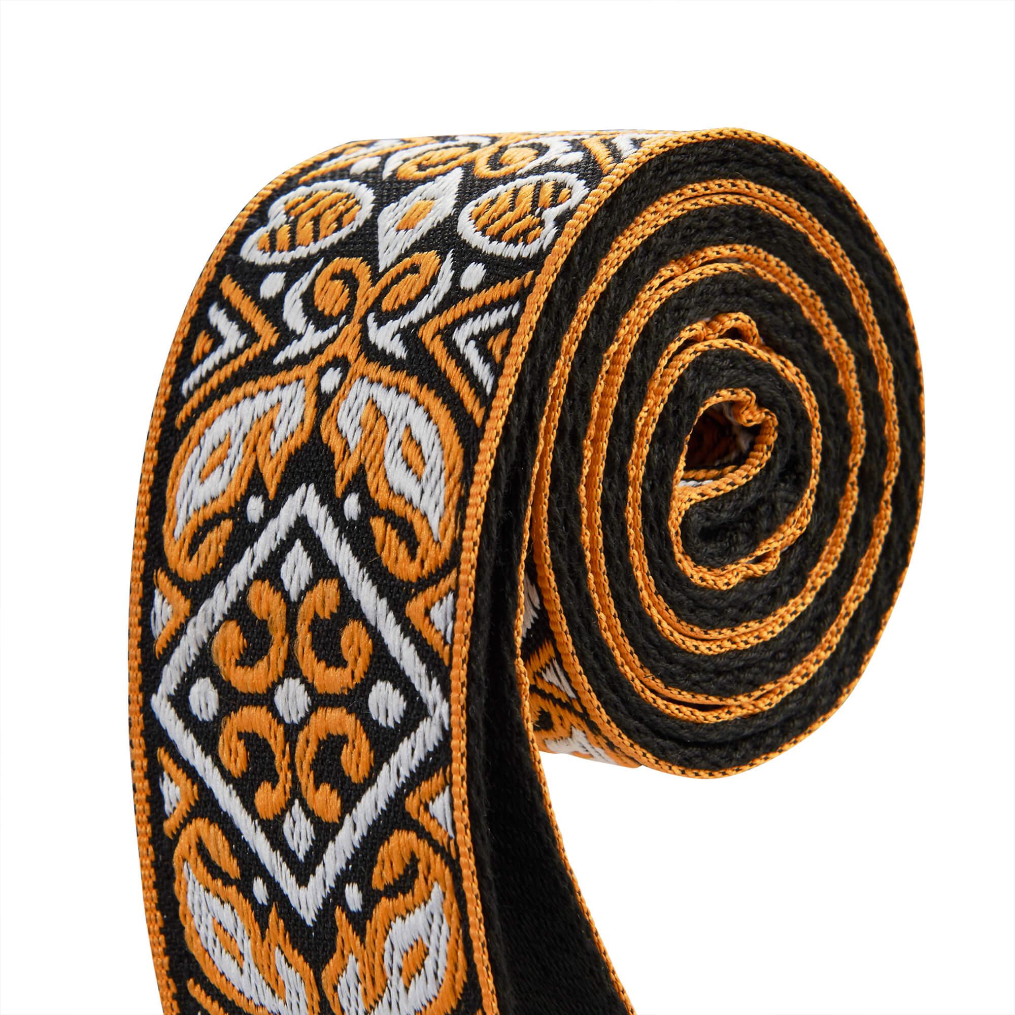 Amumu CO09JYL Vintage Embroidery Guitar Strap Orange Cotton