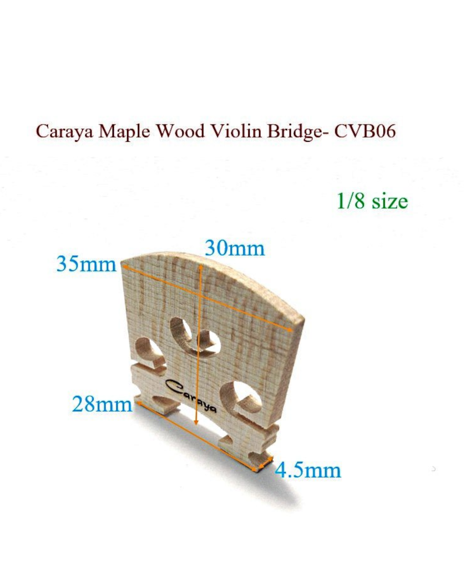 Caraya CVB06 Maple Wood Violin Bridge - 4/4, 3/4, 1/2, 1/4, 1/8, 1/16