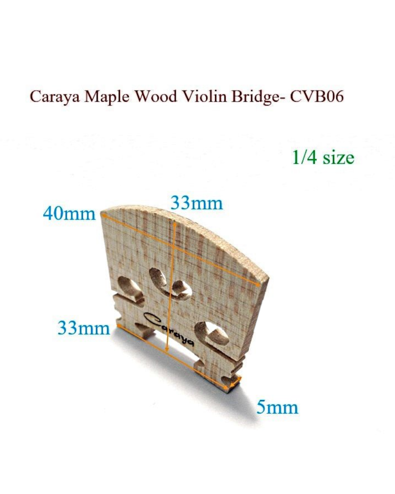 Caraya CVB06 Maple Wood Violin Bridge - 4/4, 3/4, 1/2, 1/4, 1/8, 1/16