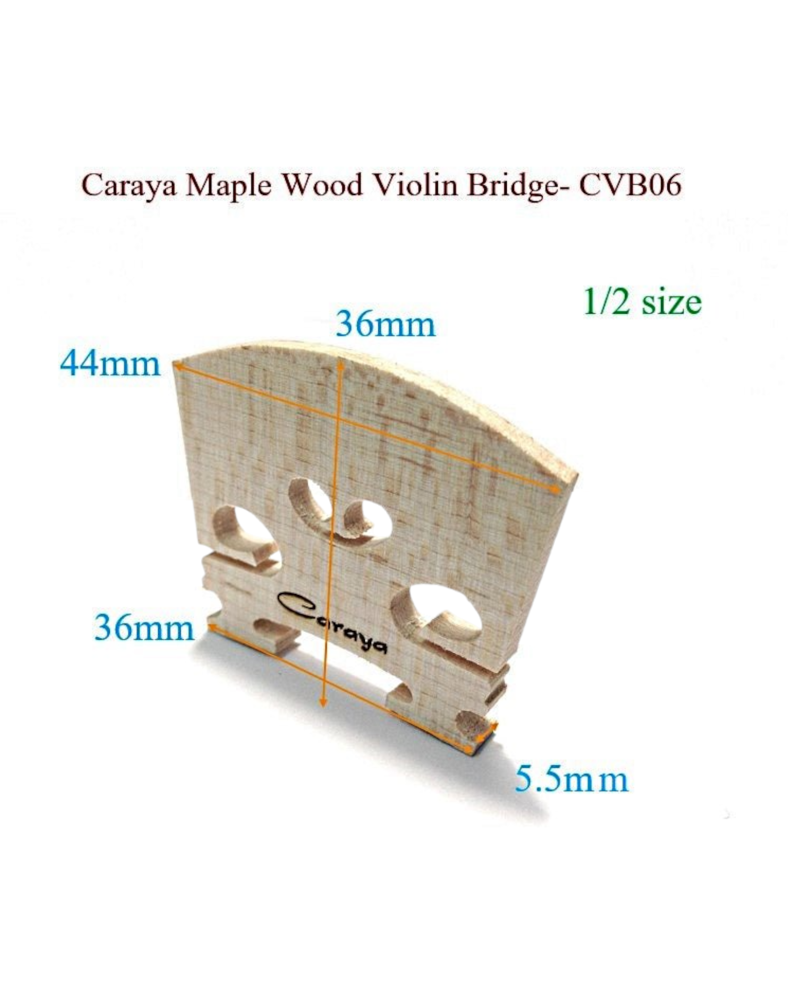 Caraya CVB06 Maple Wood Violin Bridge - 4/4, 3/4, 1/2, 1/4, 1/8, 1/16