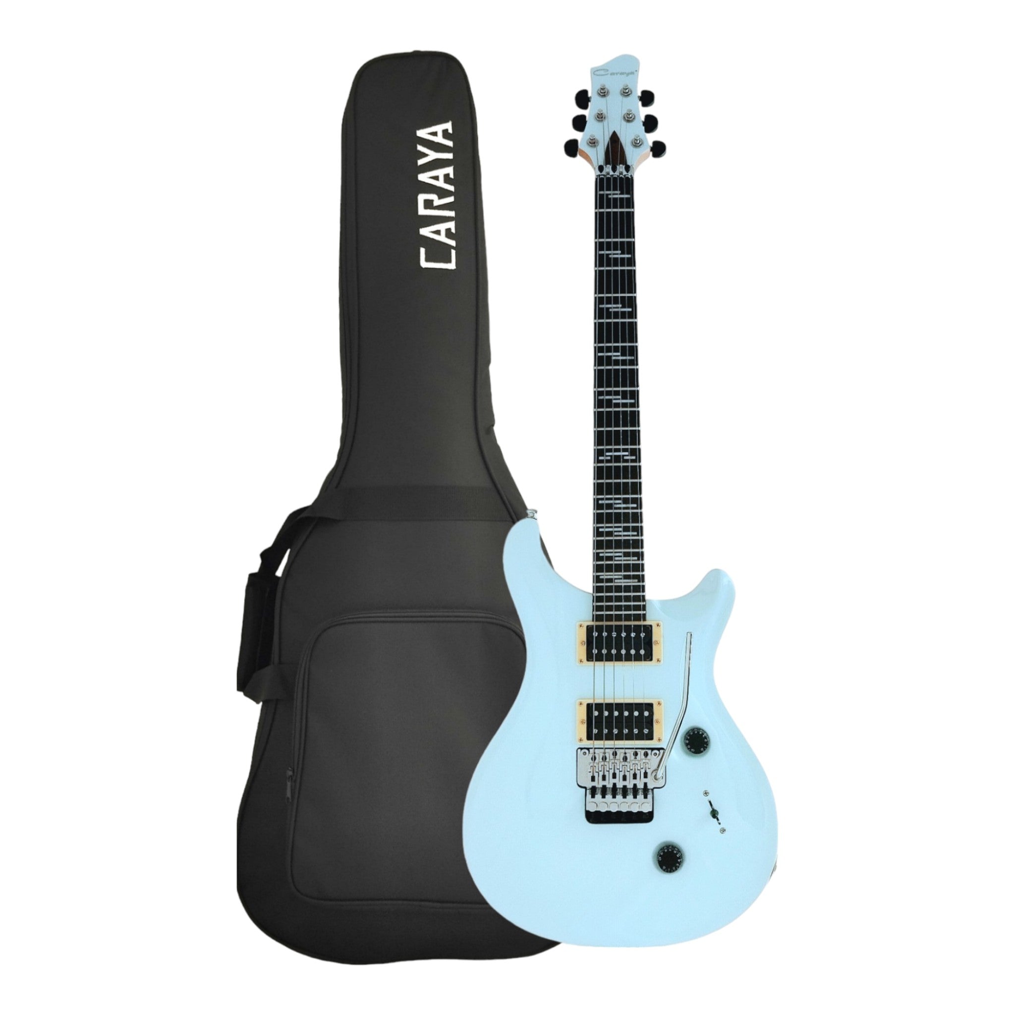 Caraya PRS24FR Floyd Rose Electric Guitar, HH, Light Blue Gloss