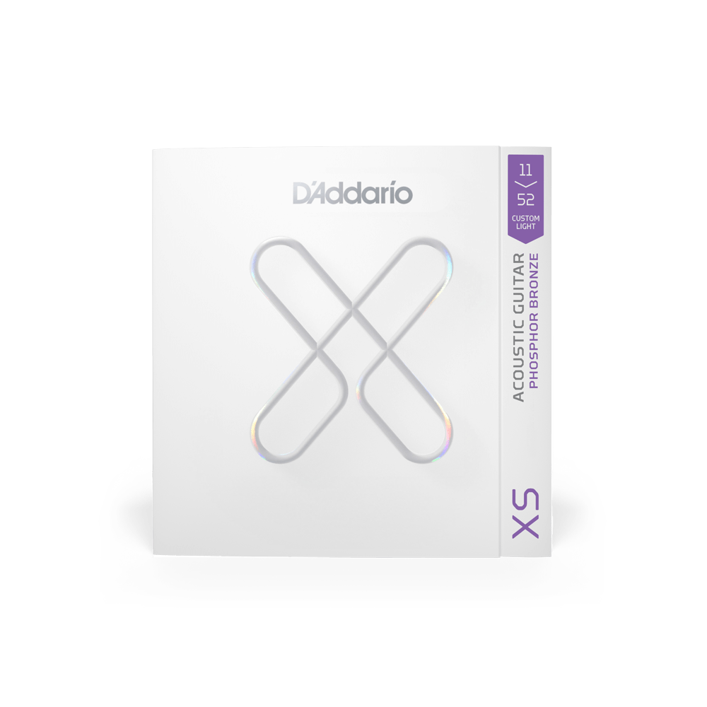 D’Addario 11-52 XS Phosphor Bronze Coated Acoustic Guitar Strings – Custom Light (.011–.052) (XSAPB1152)