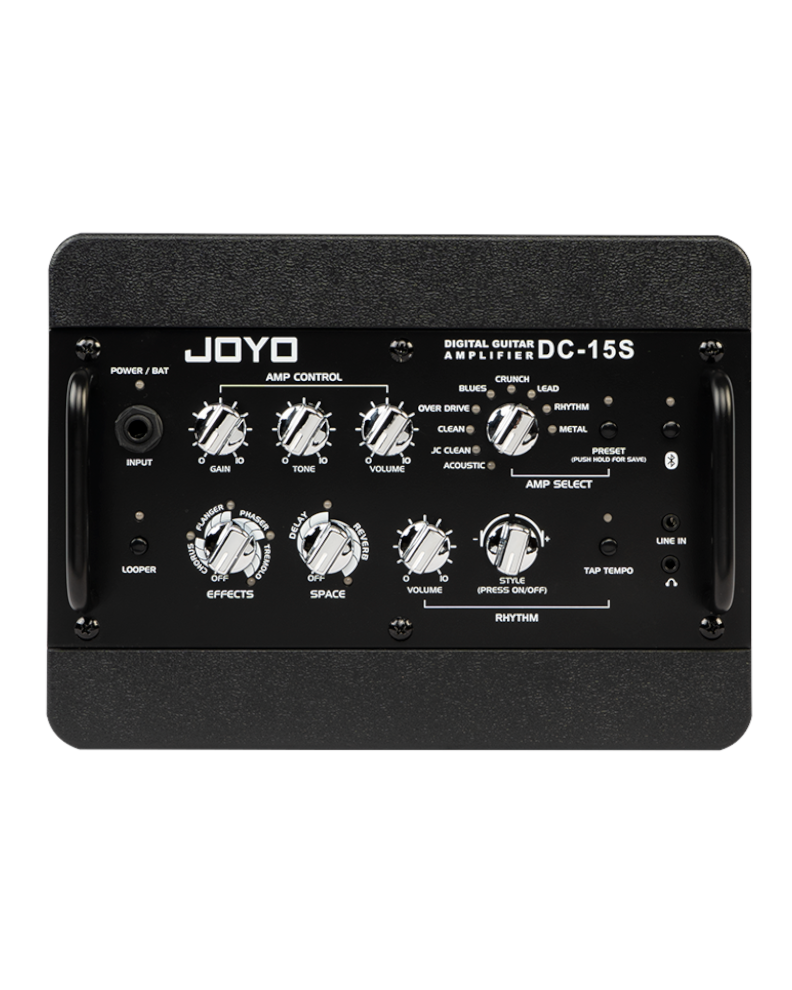 Joyo DC15S, The Ultimate 15W Portable Amp with Built-In Effects, Drum Machine, and Battery Power for Electric & Acoustic Guitar