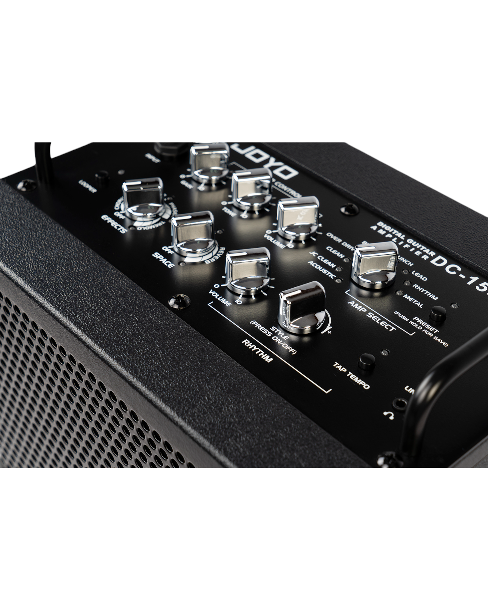 Joyo DC15S, The Ultimate 15W Portable Amp with Built-In Effects, Drum Machine, and Battery Power for Electric & Acoustic Guitar