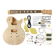 LPM385SFMDIY Solid Flame Maple Top Mahogany HLP H-H Electric Guitar DIY Kit - Complete No-Soldering w/ Ivory Trims & Chrome Hardware