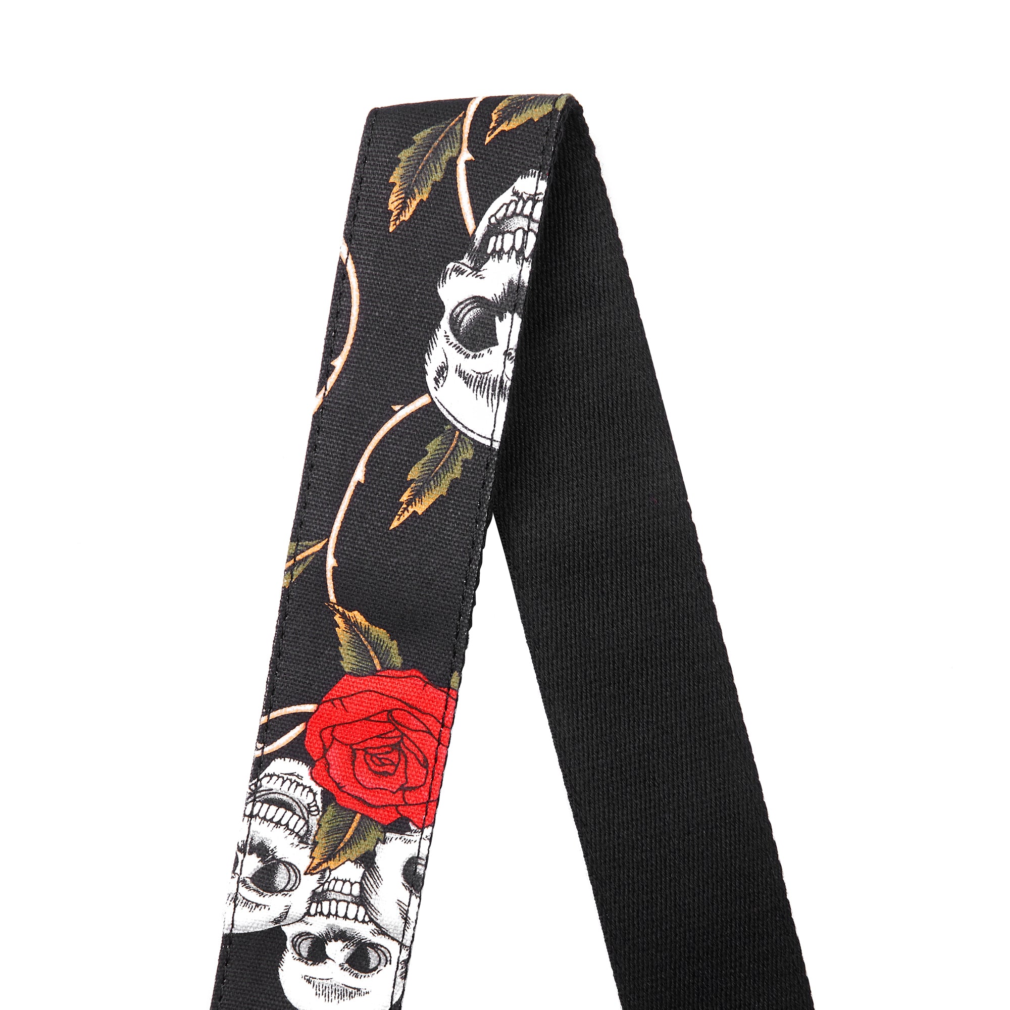 Amumu DN01P Skull Rose Guitar Strap Red Denim for Acoustic/ Electric Guitars, Bass