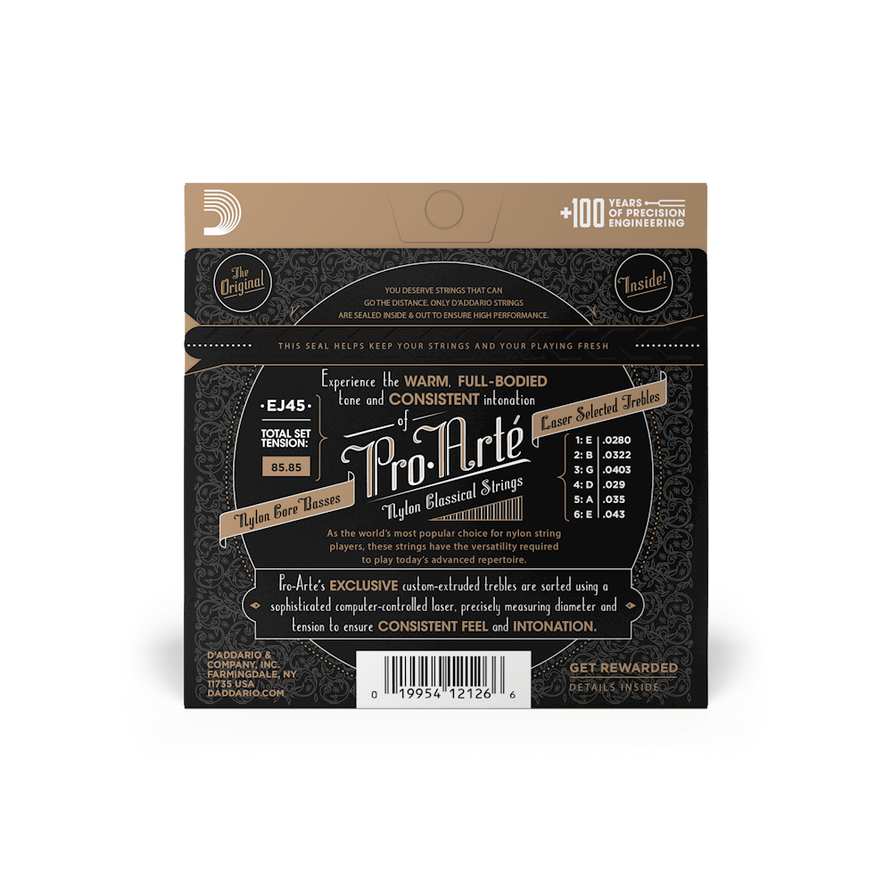 D’Addario 028-043 Pro-Arte Nylon Classical Guitar Strings – Normal Tension (EJ45)