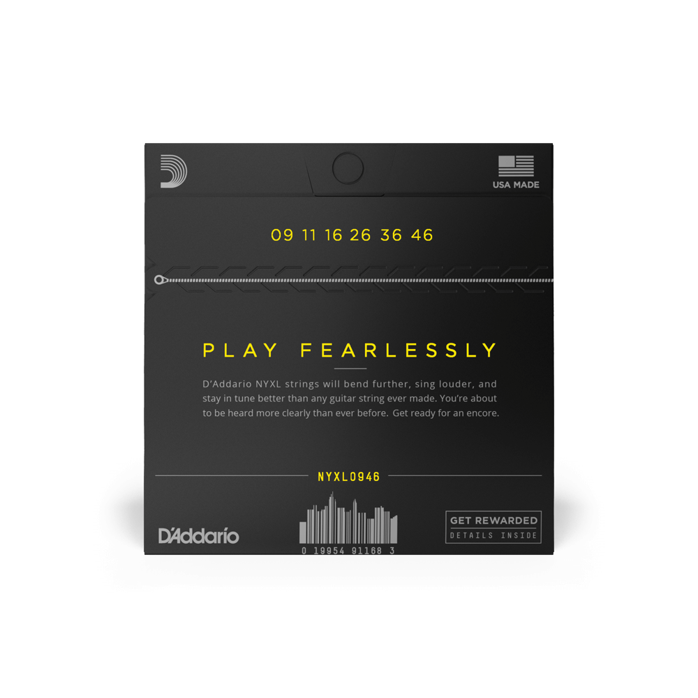 D’Addario 09-46 NYXL Electric Guitar Strings – Super Light Top/Regular Bottom (.009–.046) (NYXL0946)