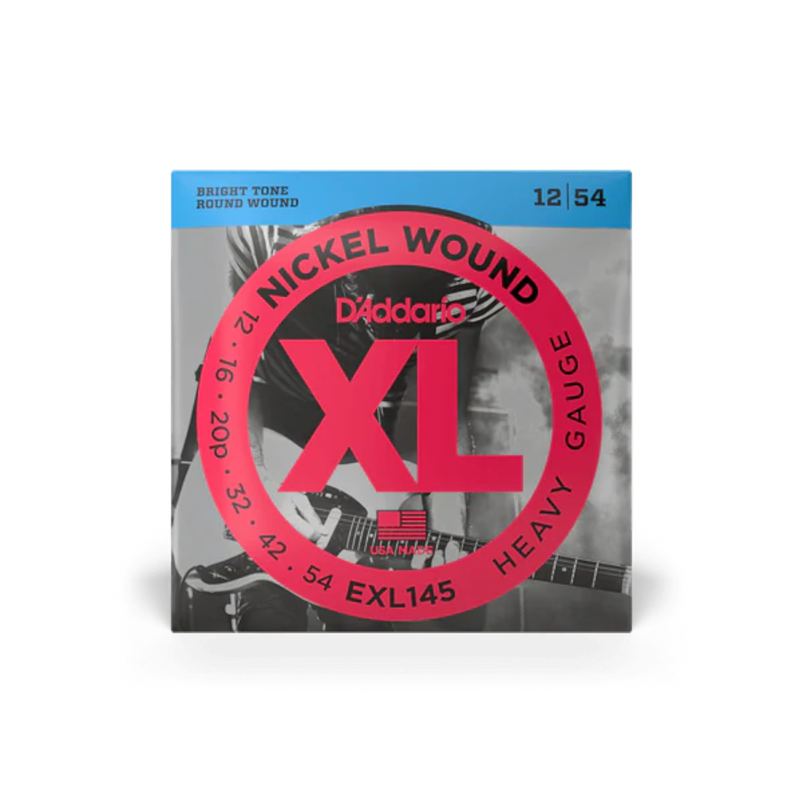 D'Addario 12-54 XL Nickel Wound Electric Guitar Strings - Heavy Plain 3rd (.012 - .054) (EXL145)