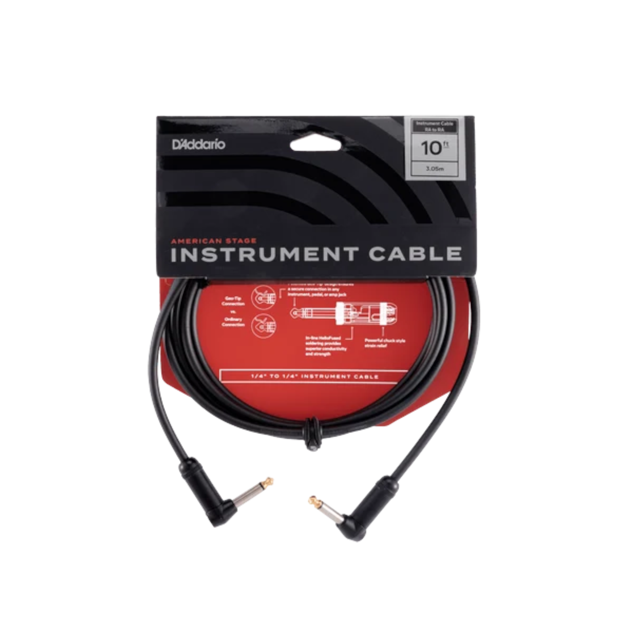 D'Addario American Stage 1/4" Jack Instrument Cable - Right-Angle-Right-Angle