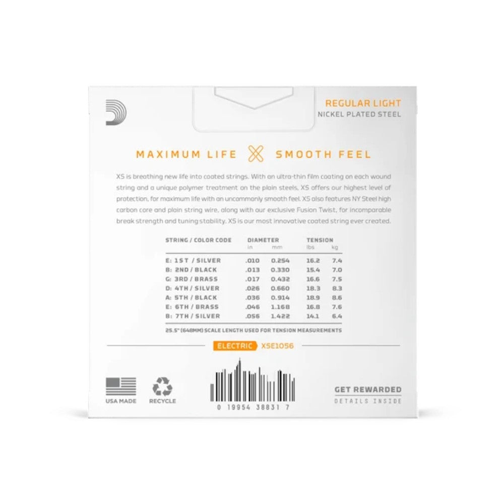 D'Addario 10-56 7-String Coated Electric Guitar Strings - Regular Light (.010 - .056) (XSE1056)