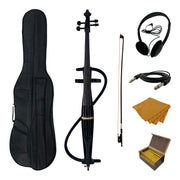 Symphony EC01BK Portable Hand-Carved Solid Catalpa Electric Cello Outfit in Gloss Black
